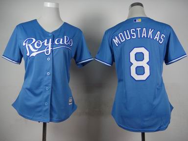 women MLB Kansas City Royals 8 Moustakas blue jersey