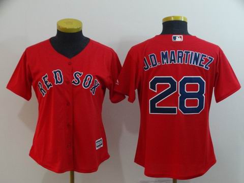 women MLB Redsox #28 J.D.MARTINEZ red game jersey