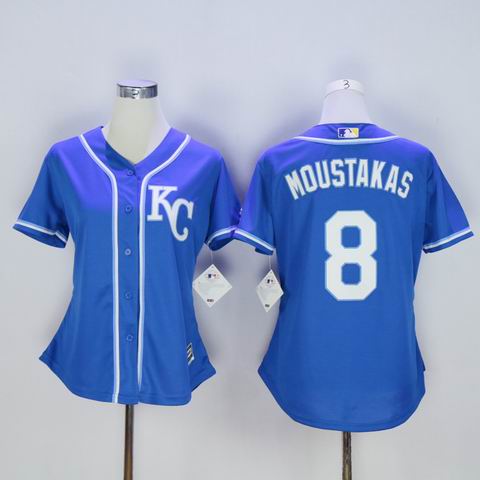 women MLB Royals 8 Moustakas blue jersey