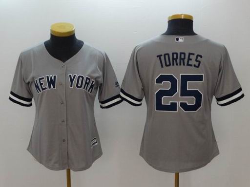 women MLB Yankees #25 Torres grey jersey
