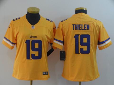 women Minnesota Vikings #19 THIELEN yellow jersey