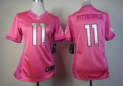 women Nike Arizona Cardinals 11 Fitzgerald pink jersey with heart