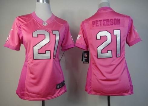 women Nike Arizona Cardinals 21 Peterson pink jersey with heart