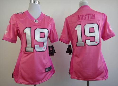 women Nike Dallas Cowboys 19 Austin pink Jersey with heart