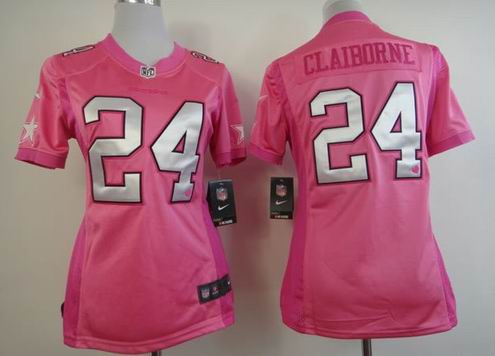 women Nike Dallas Cowboys 24 Claiborne pink Jersey with heart