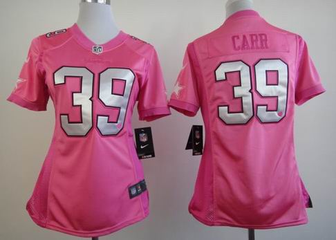 women Nike Dallas Cowboys 39 Carr pink Jersey with heart