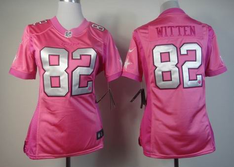 women Nike Dallas Cowboys 82 Witten pink Jersey with heart