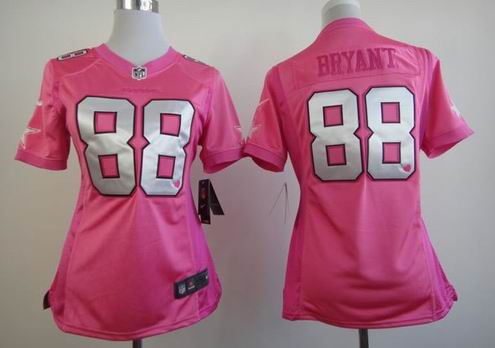 women Nike Dallas Cowboys 88 Bryant pink Jersey with heart