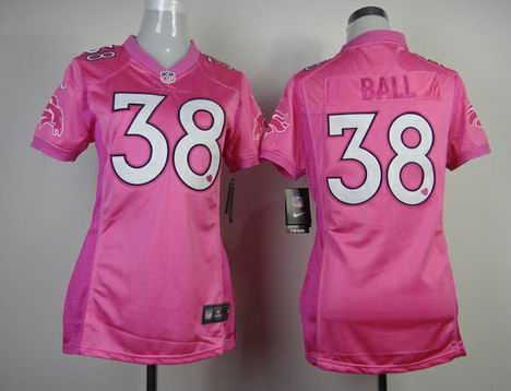 women Nike Denver Broncos 38 Ball pink Jersey with heart