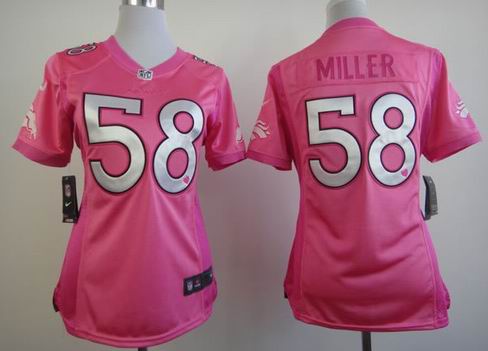 women Nike Denver Broncos 58 Miller pink Jersey with heart