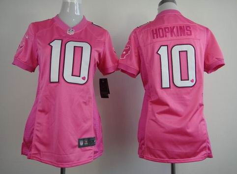 women Nike Houston Texans 10 Hopkins pink Jersey with heart