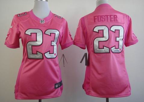 women Nike Houston Texans 23 Foster pink Jersey with heart