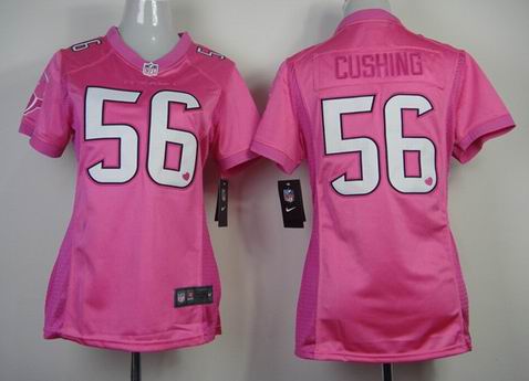 women Nike Houston Texans 56 Cushing pink Jersey with heart
