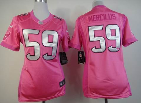 women Nike Houston Texans 59 Mercilus pink Jersey with heart