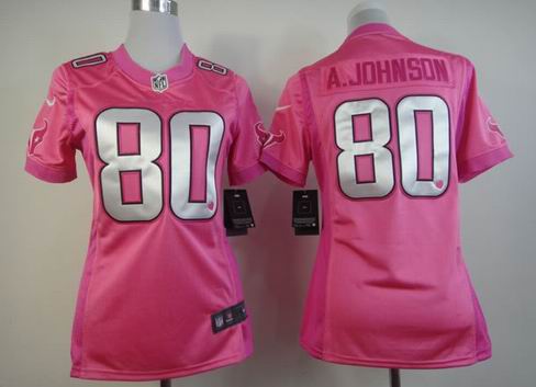 women Nike Houston Texans 80 A.Johnson pink Jersey with heart
