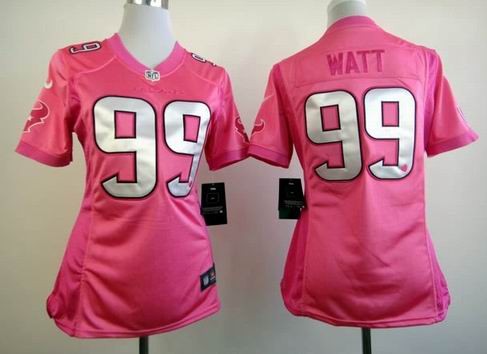 women Nike Houston Texans 99 Watt pink Jersey with heart