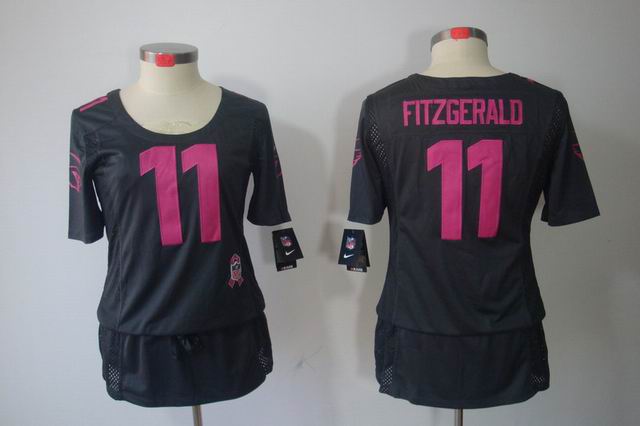 women Nike NFL Arizona Cardinals 11 Fitzgerald breast Cancer dark grey Elite Jersey