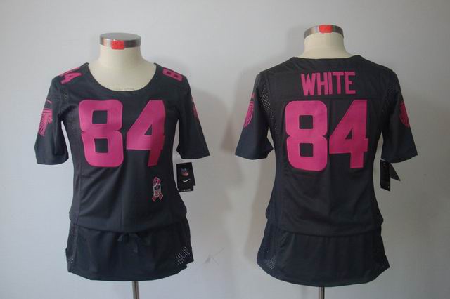 women Nike NFL Atlanta Falcons 84 White dark grey breast Cancer elite jersey