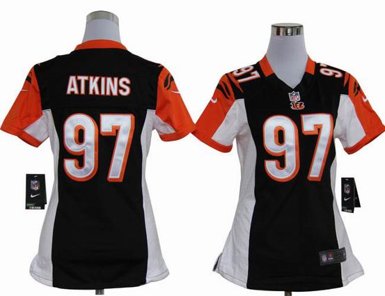 women Nike NFL Cincinnati Bengals 97 Atkins black stitched jersey