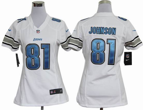 women Nike NFL Detroit Lions 81 Johnson white stitched jersey