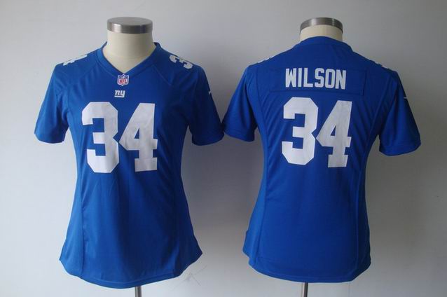 women Nike NFL Giants 34 Wilson blue game jersey