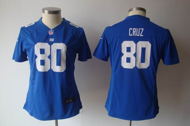 women Nike NFL Giants 80 Cruz blue game jersey