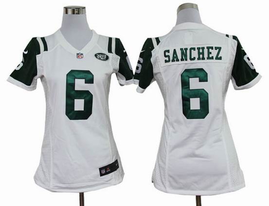 women Nike NFL New York Jets 6 Sanchez white stitched jersey