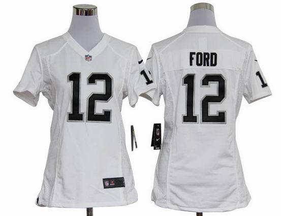women Nike NFL Oakland Raiders 12 Ford white stitched Jersey