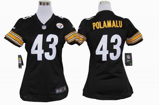 women Nike NFL Pittsburgh Steelers 43 Polamalu black stitched jersey