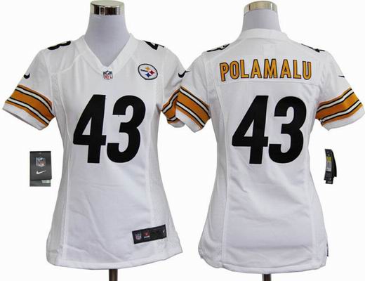 women Nike NFL Pittsburgh Steelers 43 Polamalu white stitched jersey