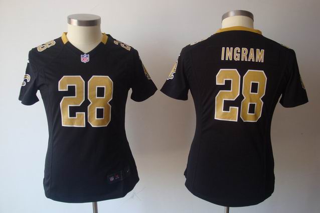 women Nike NFL Saints 28 Ingram black game jersey