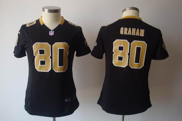 women Nike NFL Saints 80 graham black game jersey