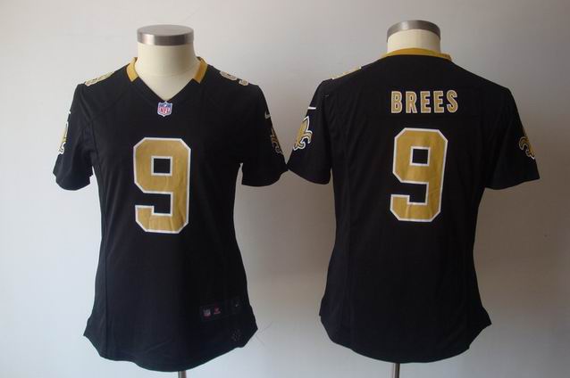 women Nike NFL Saints 9 brees black game jersey