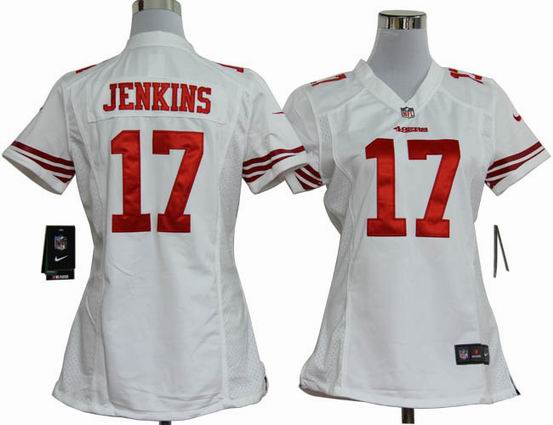 women Nike NFL San Francisco 49ers 17 Jenkins white stitched jersey