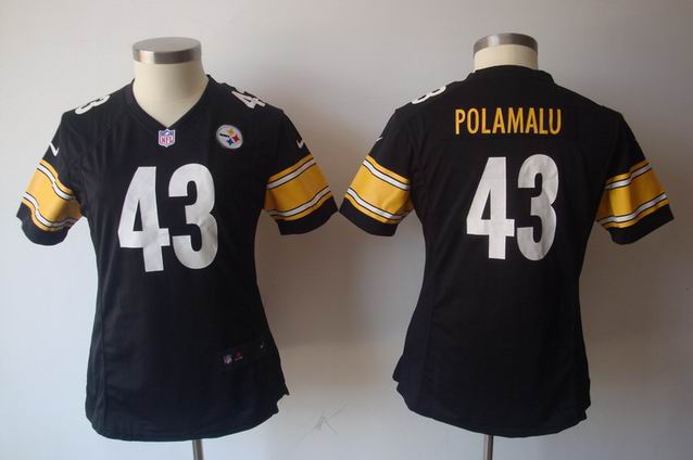 women Nike NFL Steelers 43 Polamalu black Game Jersey