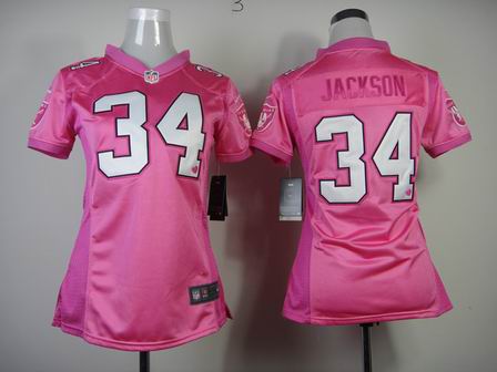 women Nike Oakland Raiders 34 Jackson pink jersey with heart