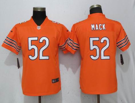 women Nike nfl Bears #52 Khalil Mack orange rush II jersey
