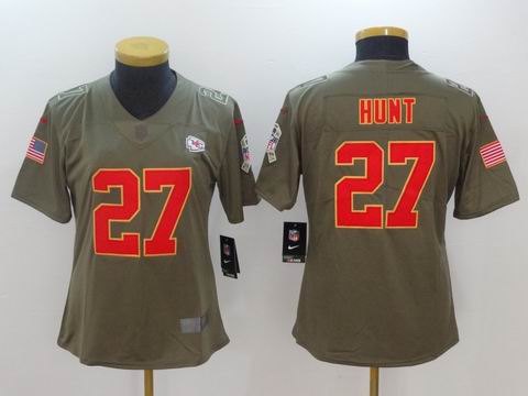 women Nike nfl Chiefs #27 HUNT Olive Salute To Service Limited Jersey