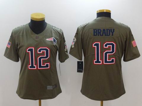 women Nike nfl Patriots #12 Brady Olive Salute To Service Limited Jersey
