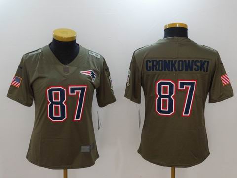 women Nike nfl Patriots #87 Gronkowski Olive Salute To Service Limited Jersey