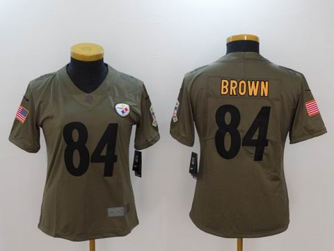 women Nike nfl Steelers #84 Brown Olive Salute To Service Limited Jersey
