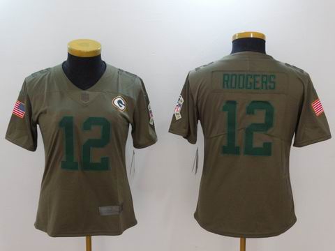 women Nike nfl packers #12 Rodgers Olive Salute To Service Limited Jersey