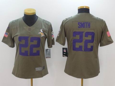 women Nike nfl vikings #22 Smith Olive Salute To Service Limited Jersey
