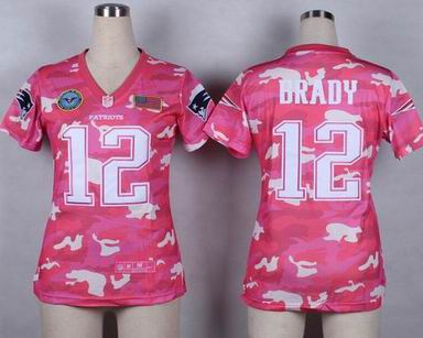 women Patriots 12 Brady Salute to Service pink camo jersey