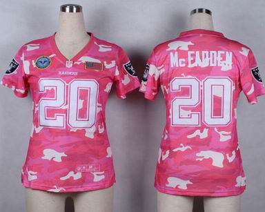 women Raiders 20 McFadden Salute to Service pink camo jersey