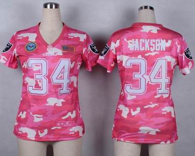women Raiders 34 jackson Salute to Service pink camo jersey