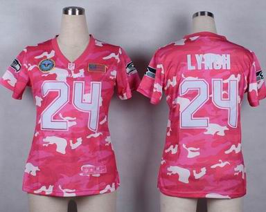 women Seahawks 24 Lynch Salute to Service pink camo jersey