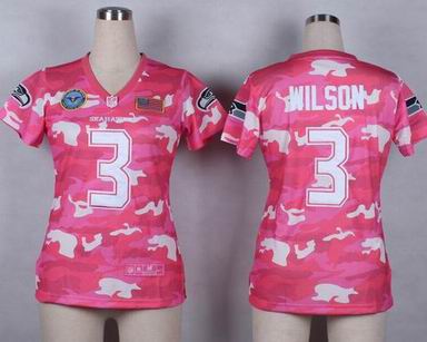 women Seahawks 3 Wilson Salute to Service pink camo jersey