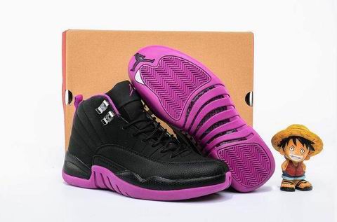 women air jordan 12 retro shoes black purple