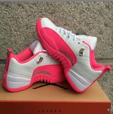 women air jordan 12 retro shoes low white pink